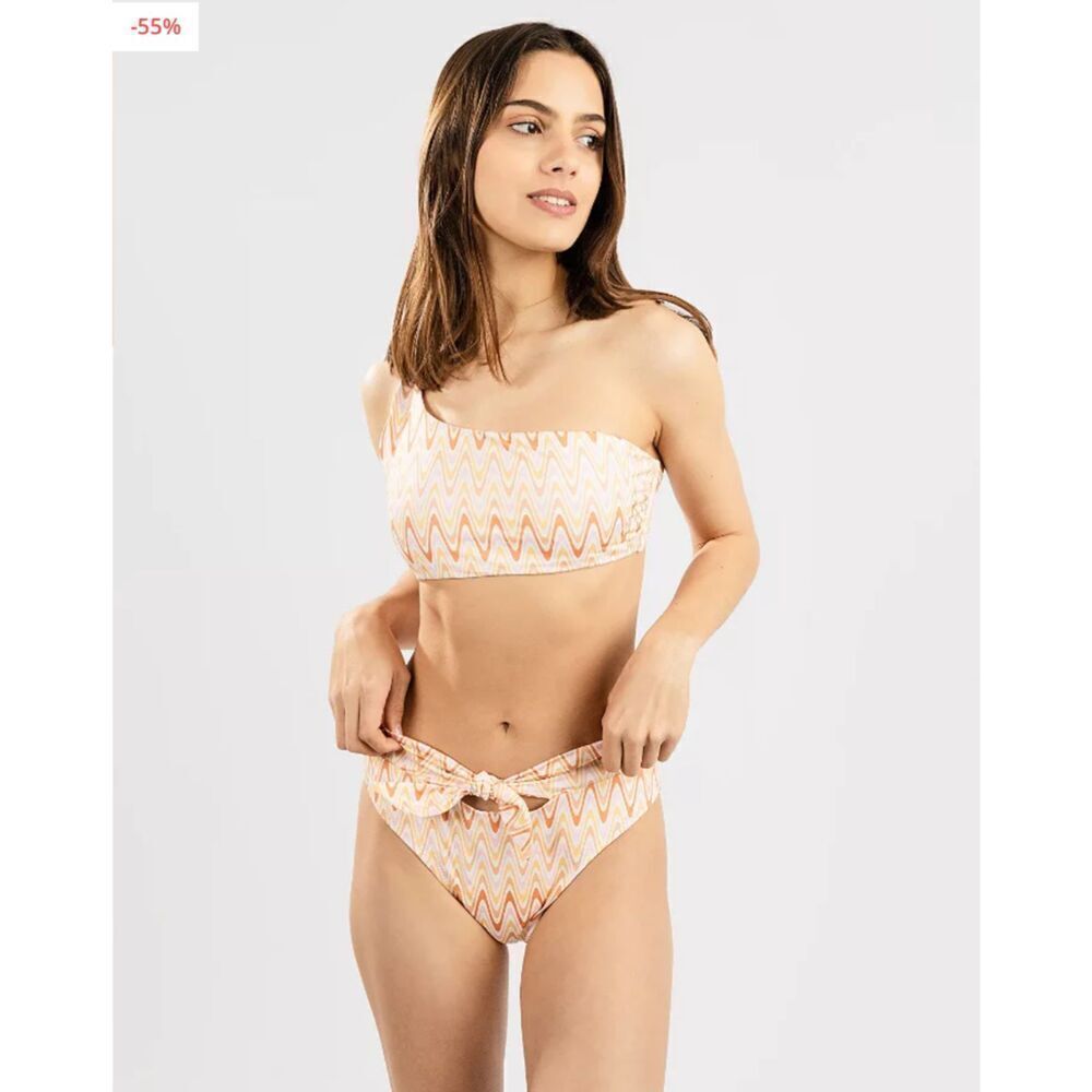 New! Quiksilver Classic Hi Waist Tie Front Recycled Bikini Bottom, S
